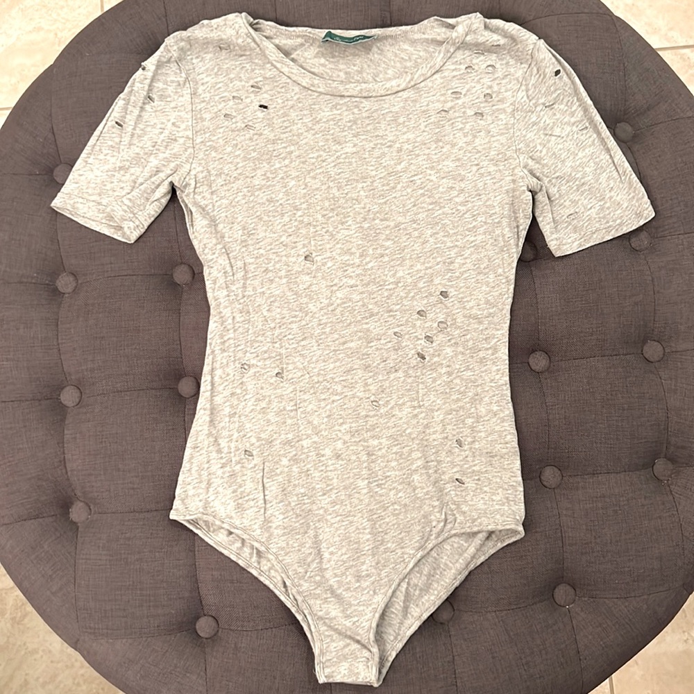 Short Sleeve Distressed Bodysuit